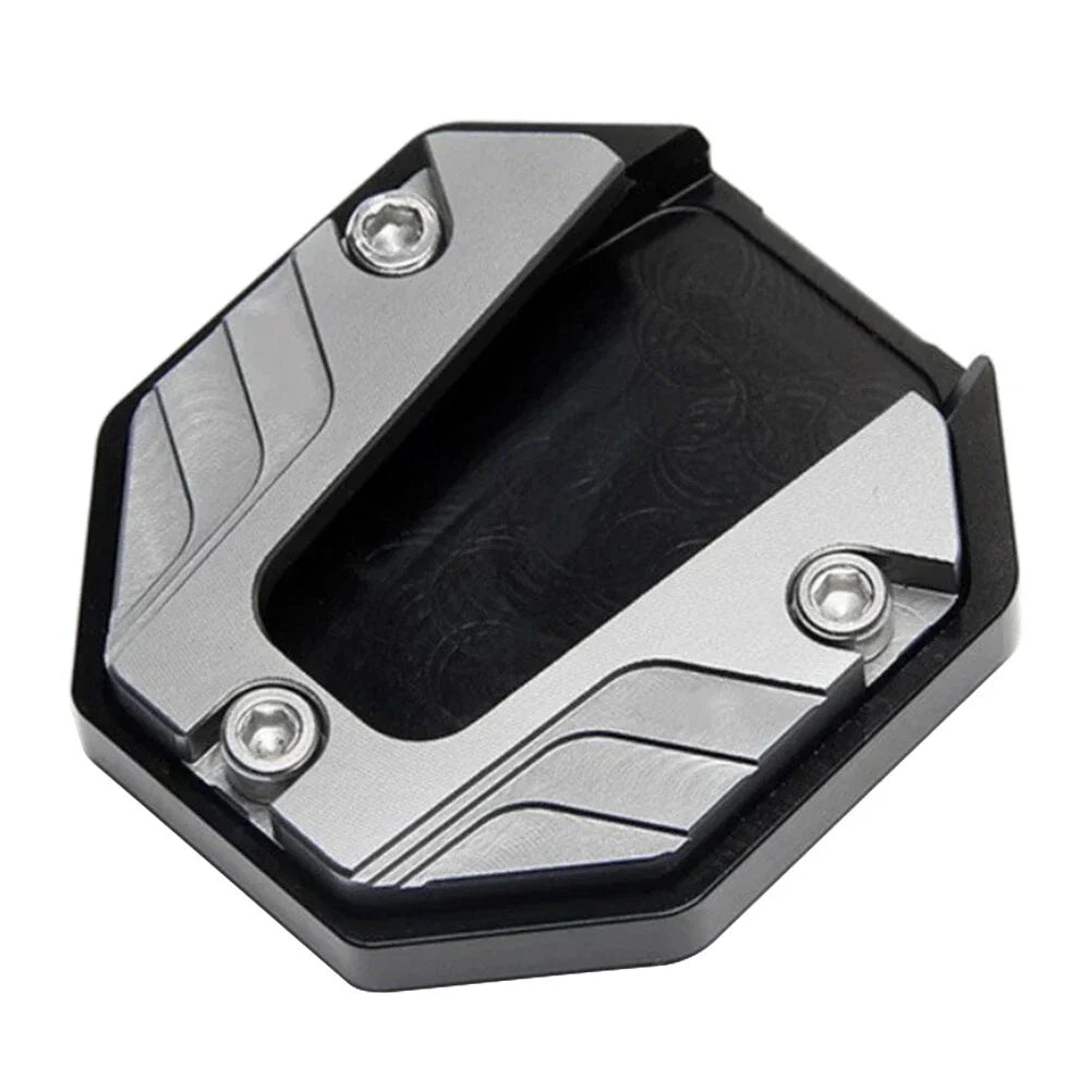 Kickstand Extender Foot Side Stand Pad for Motorcycle - Silver