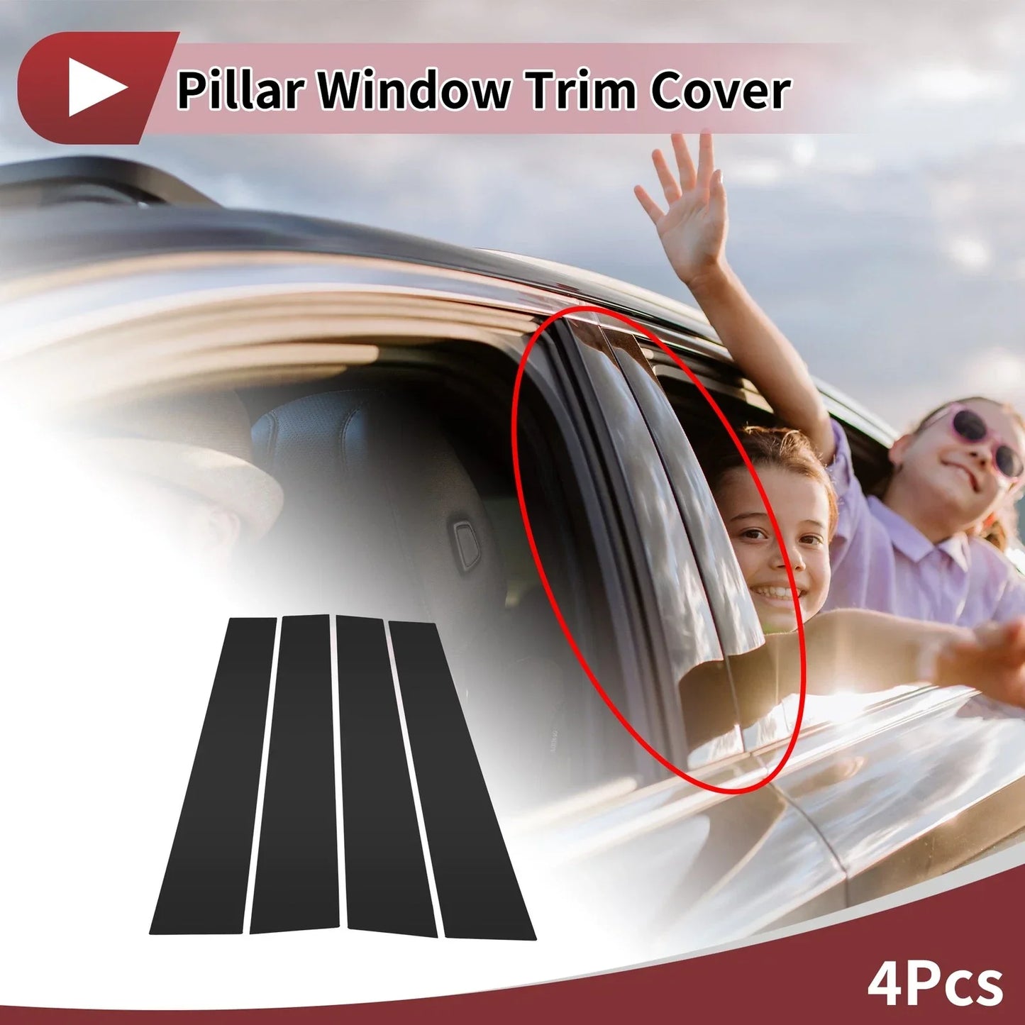 Black Door Pillar Window Trim 4 x Pcs for Lexus GS (2013-2021)