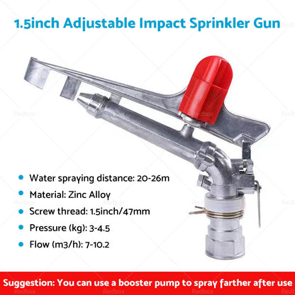 1.5" 2" Irrigation Spray Tool Sprinkler 360° Adjustable Impact for Water