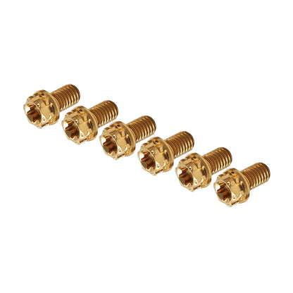 6pcs M6x35mm Titanium Torx Head Flange Bolts for Motor Bike Bicycle Gold
