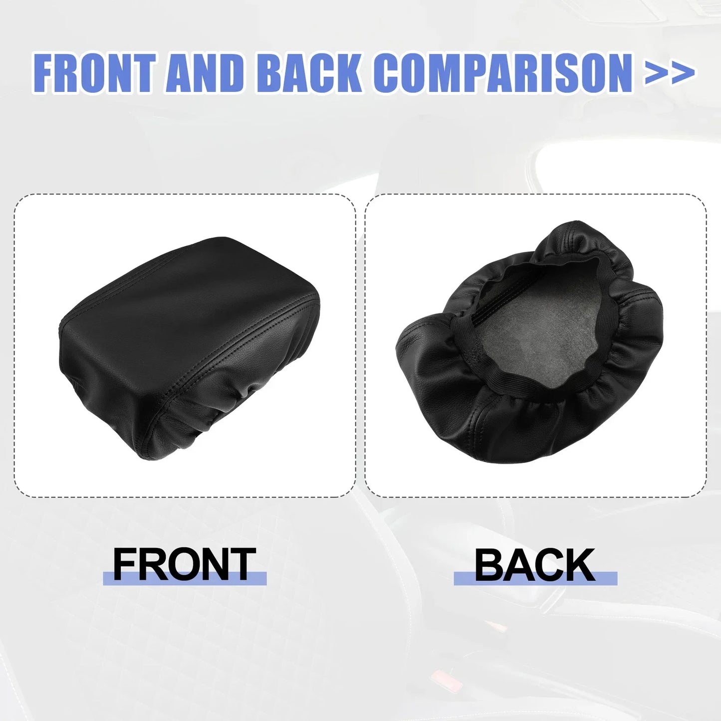 Center Console Armrest Cover for Hyundai Tucson 2016-2021 Faux Leather Black