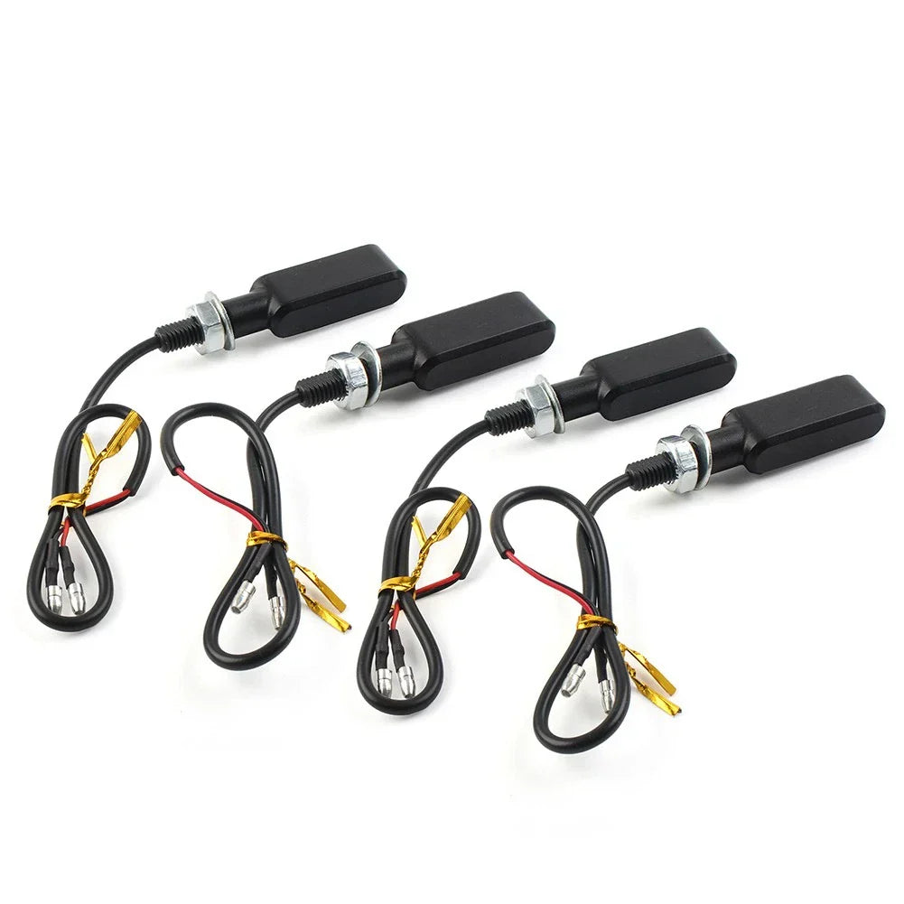 4x LED Mini Turn Signal Lights Amber for Cafe Racer Bobber