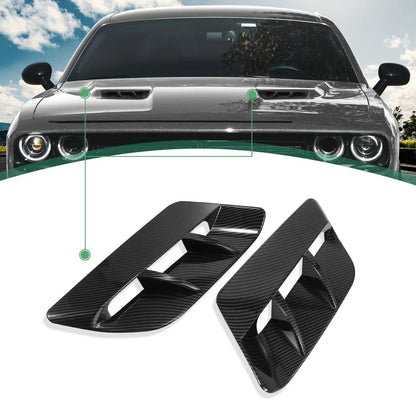 2 x Hood Air Vent Covers Carbon Fiber for Dodge Challenger (2015-2020)