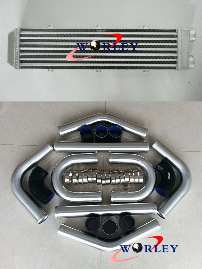 Aluminum Turbo Intercooler 2" 550x140x80mm + Piping Blue Hose Kits