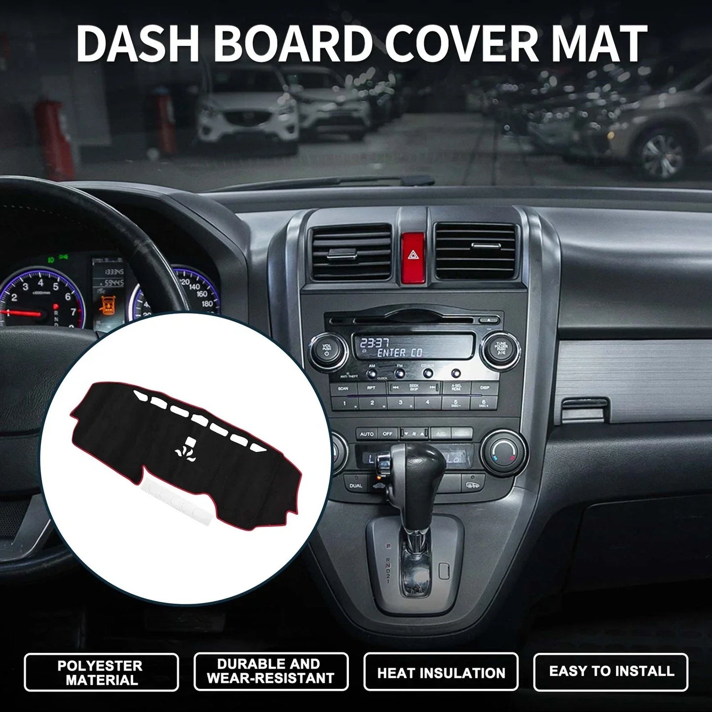 Dashboard Cover Mat for Honda CR-V 2017-2022 Sun Protector Pad Black Red