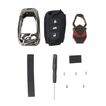 Black 3-Button Key Fob Case Shell Cover for Audi A8 Quattro (2006-2010)