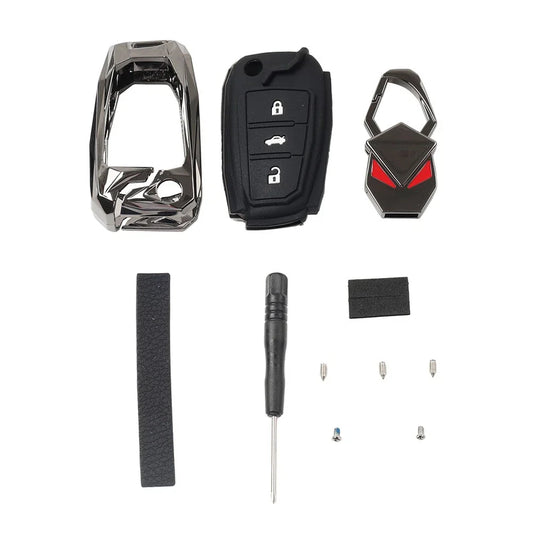 Black 3-Button Key Fob Case Shell Cover for Audi A8 Quattro (2006-2010)
