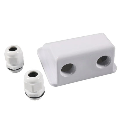 Double Wire Cable Entry Gland Box for Solar Panel RV Caravan White