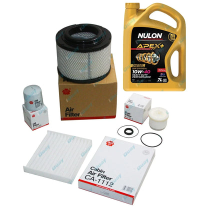 Air Oil Fuel Cabin Filter Kit + 7L Oil for Hilux KUN16 KUN26 Diesel (2005-)