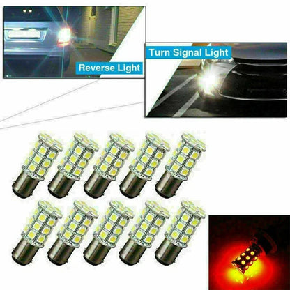 10 x CE BA15D 27SMD Red RV Marine Boat Trailer Light Bulbs