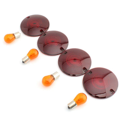 Turn Signal Light Lens Cover w/ Amber Bulbs for Harley Road King (94-10)