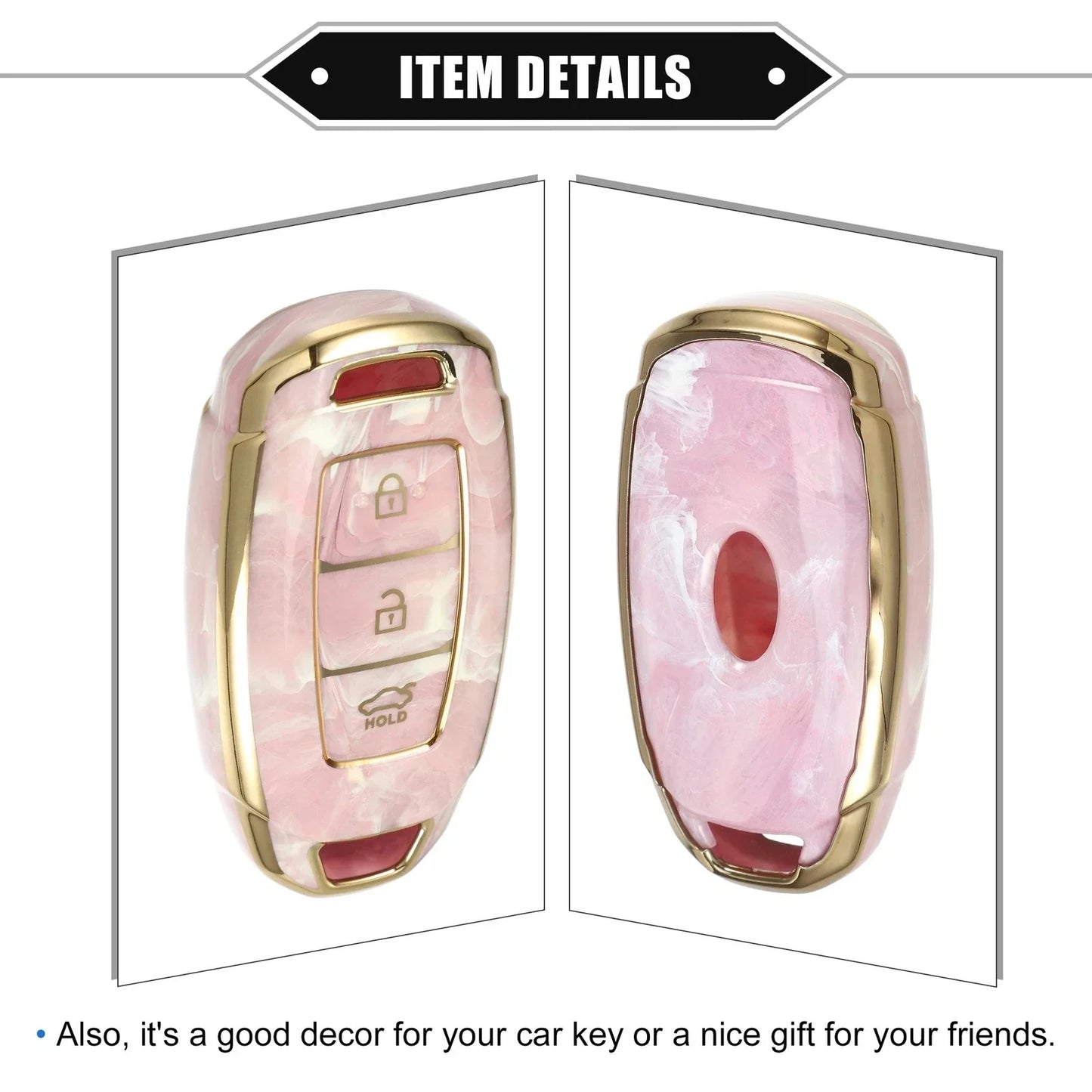 Key Fob Cover for Hyundai Accent Tucson, 3 Button TPU Pink (2010-2023)