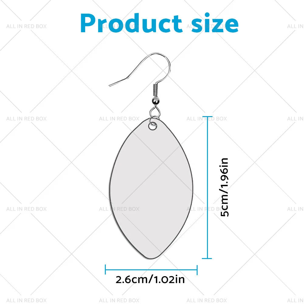 48PCS Double-Sided MDF Rugby Earrings with Hooks & Jump Rings