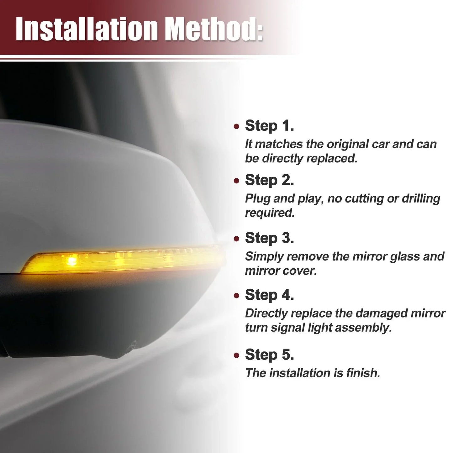 LED Right Side Mirror Turn Signal Light for Chrysler Dodge (2011-2019)