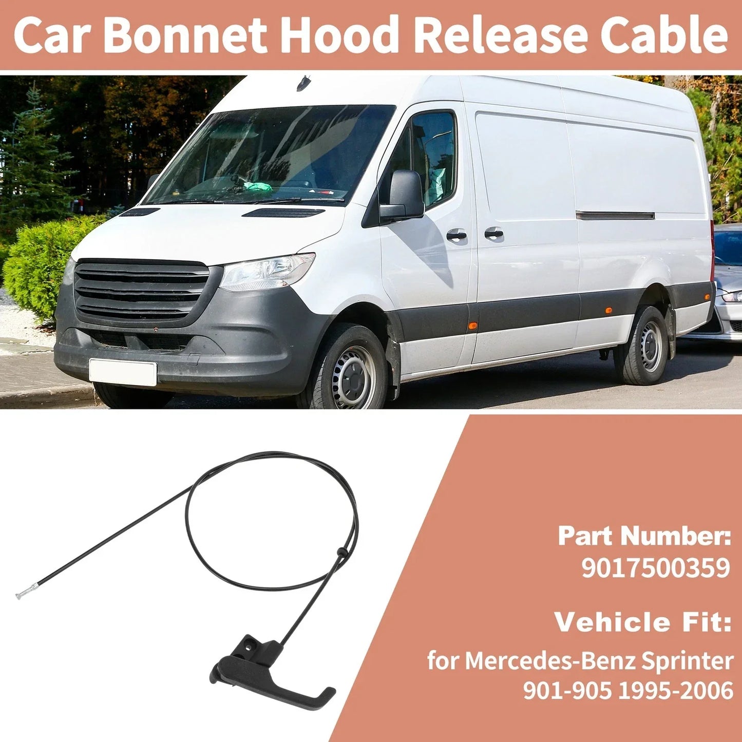 Bonnet Hood Release Cable for Mercedes Sprinter 1995-2006 (2 x)