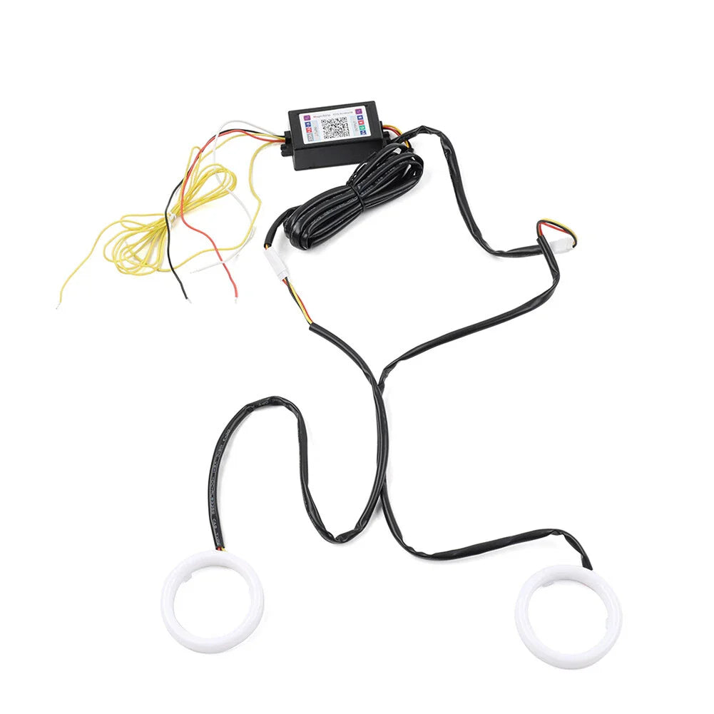 80MM RGB Phone Control Angel Eye Halo Rings Headlight DRL for Car