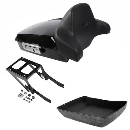 Black Chopped Trunk Backrest Mount Rack for Harley Softail Deluxe (2018-2025)