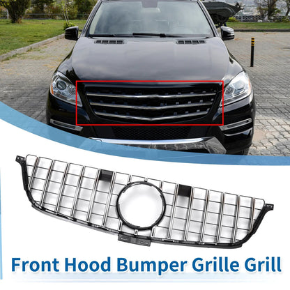 Front Upper Bumper Grille for Mercedes-Benz ML250 2015 Chrome Silver Tone