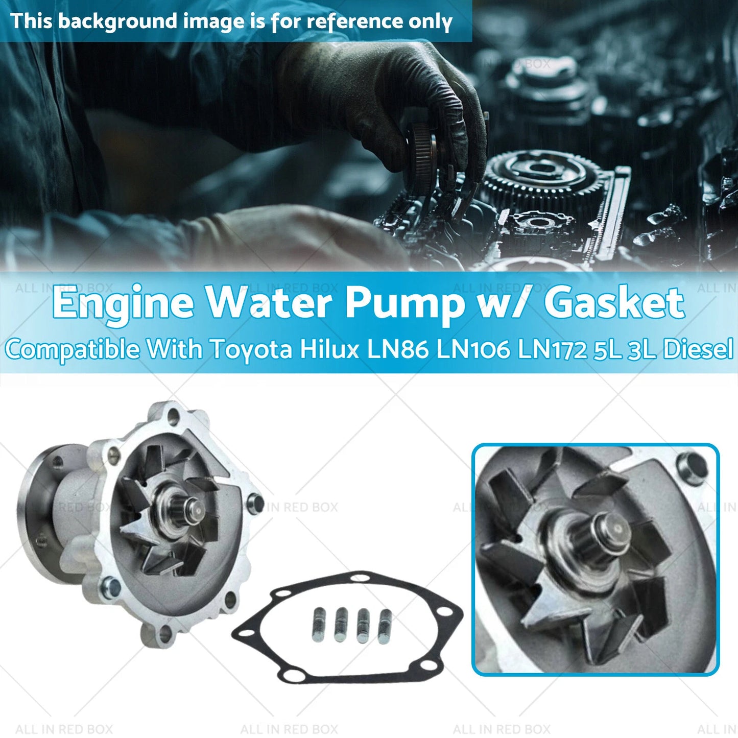 Water Pump & Gasket for Toyota Hilux LN86 LN106 LN172 5L Diesel (1983-2000)