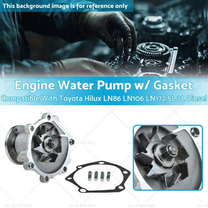 Water Pump & Gasket for Toyota Hilux LN86 LN106 LN172 5L Diesel (1983-2000)