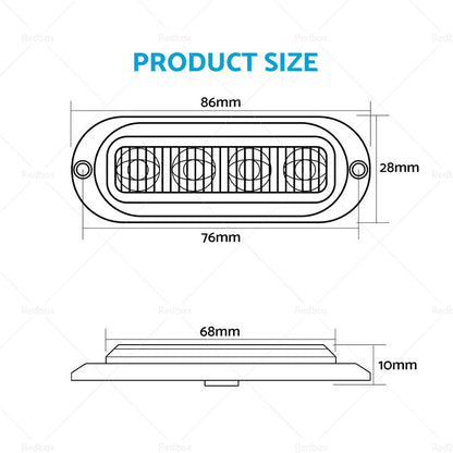 4 x LED White Clearance Light Side Marker for Truck Trailer Caravan