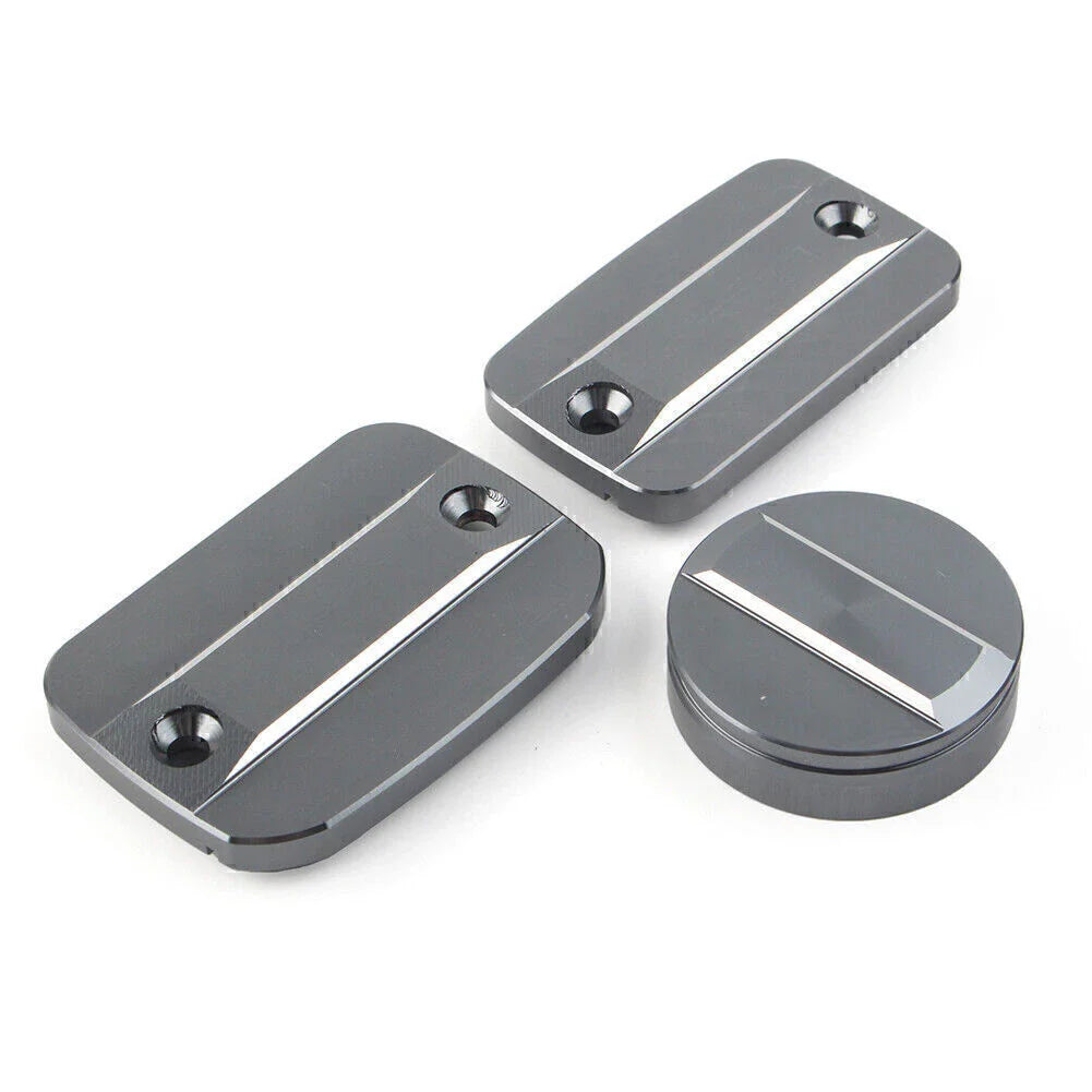 Grey Front Brake Clutch Fluid Reservoir Cap & Rear Brake Cover for Scrambler 1100