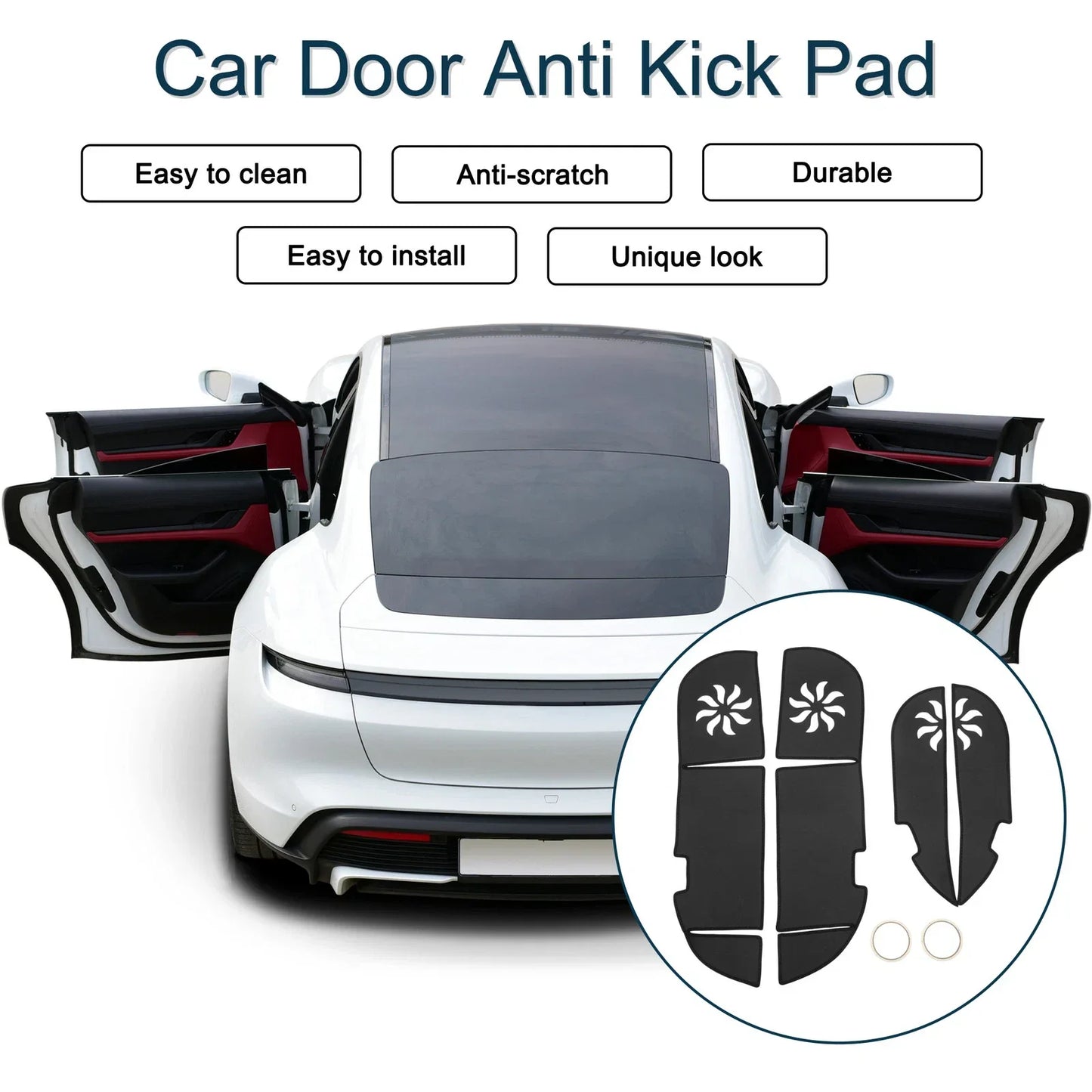 Car Door Anti Kick Pad Sticker Protector for Lexus RX (2009-2014) Black 1 Set