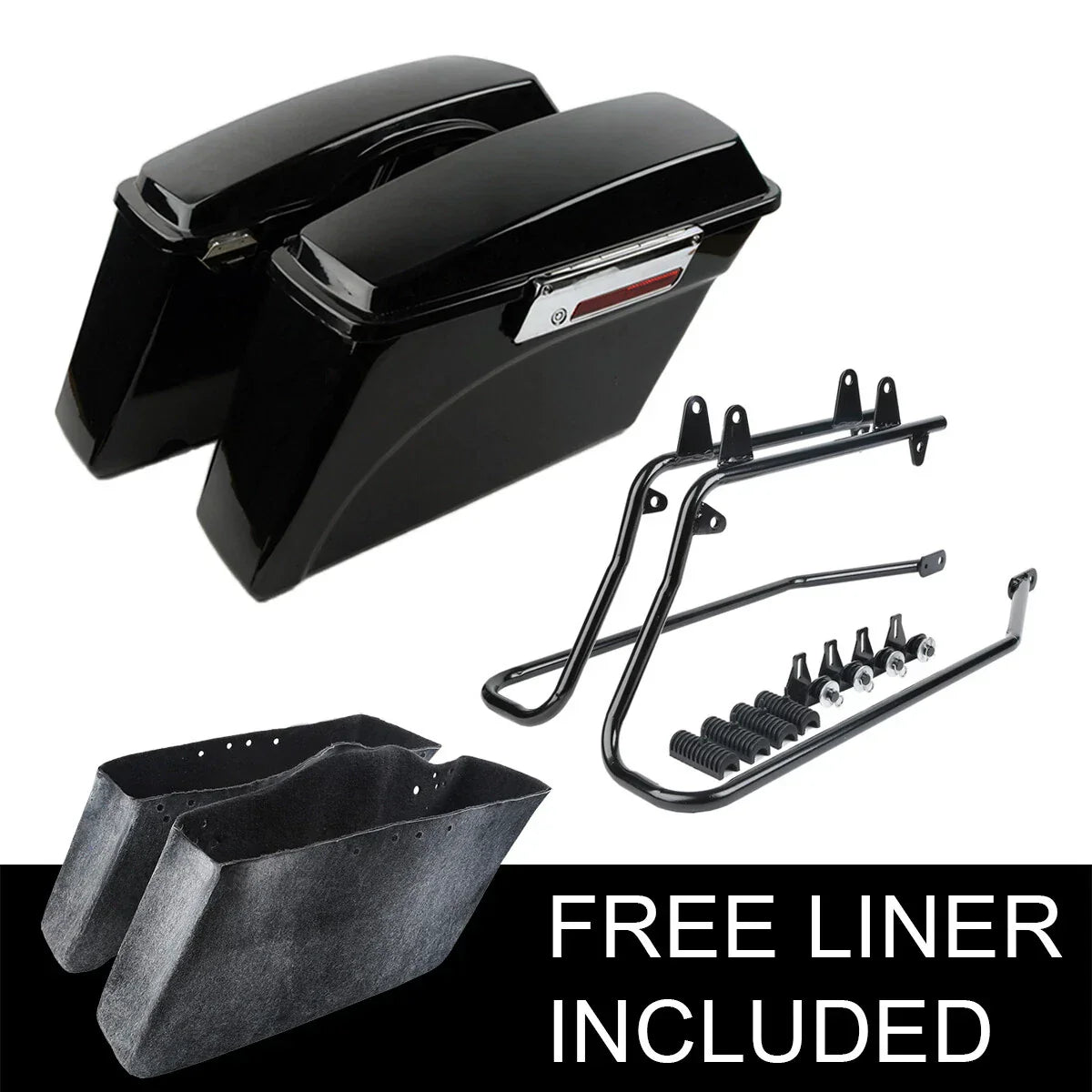 Saddlebags Saddle Bag with Black Softail Brackets for Harley Fatboy