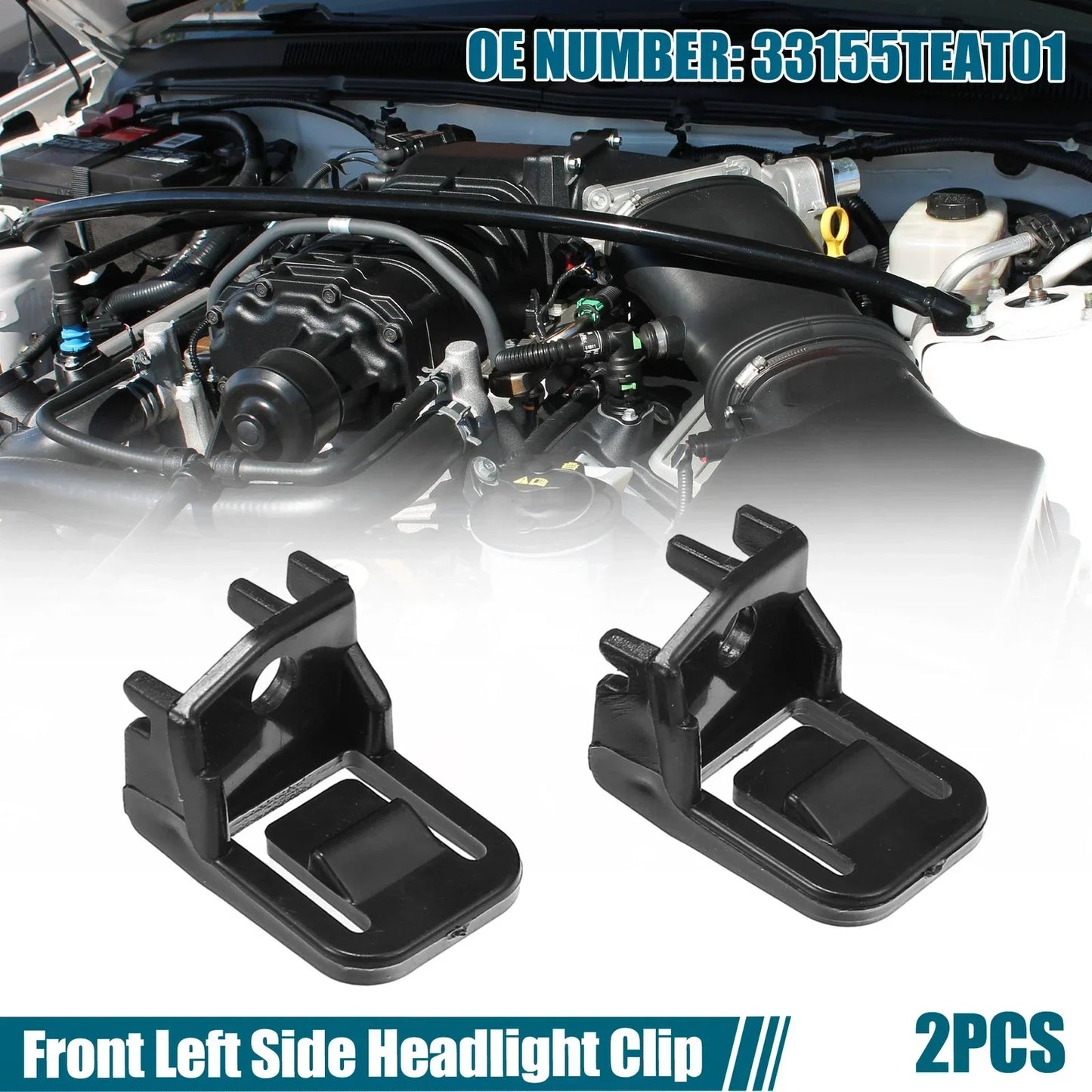 2 x Front Left Headlight Clips for Honda Civic (2016-2020)
