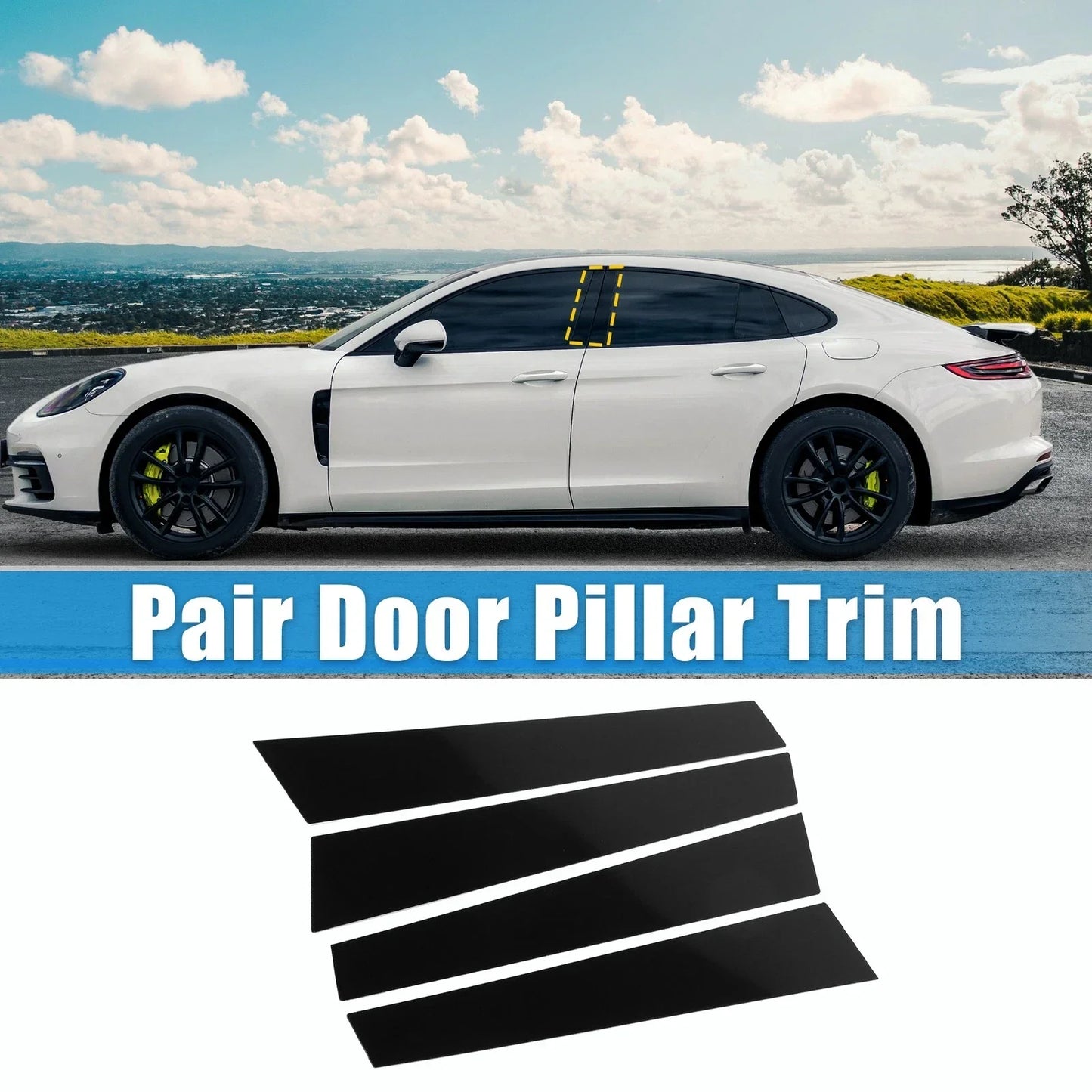 4 Pcs Black Windshield B Pillar Trim Garnish for Porsche Panamera (2010-2023)