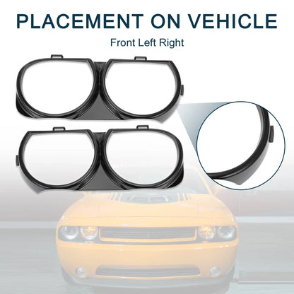 Front Headlight Trim Bezel for Dodge Challenger 2008-2014 (2 x)