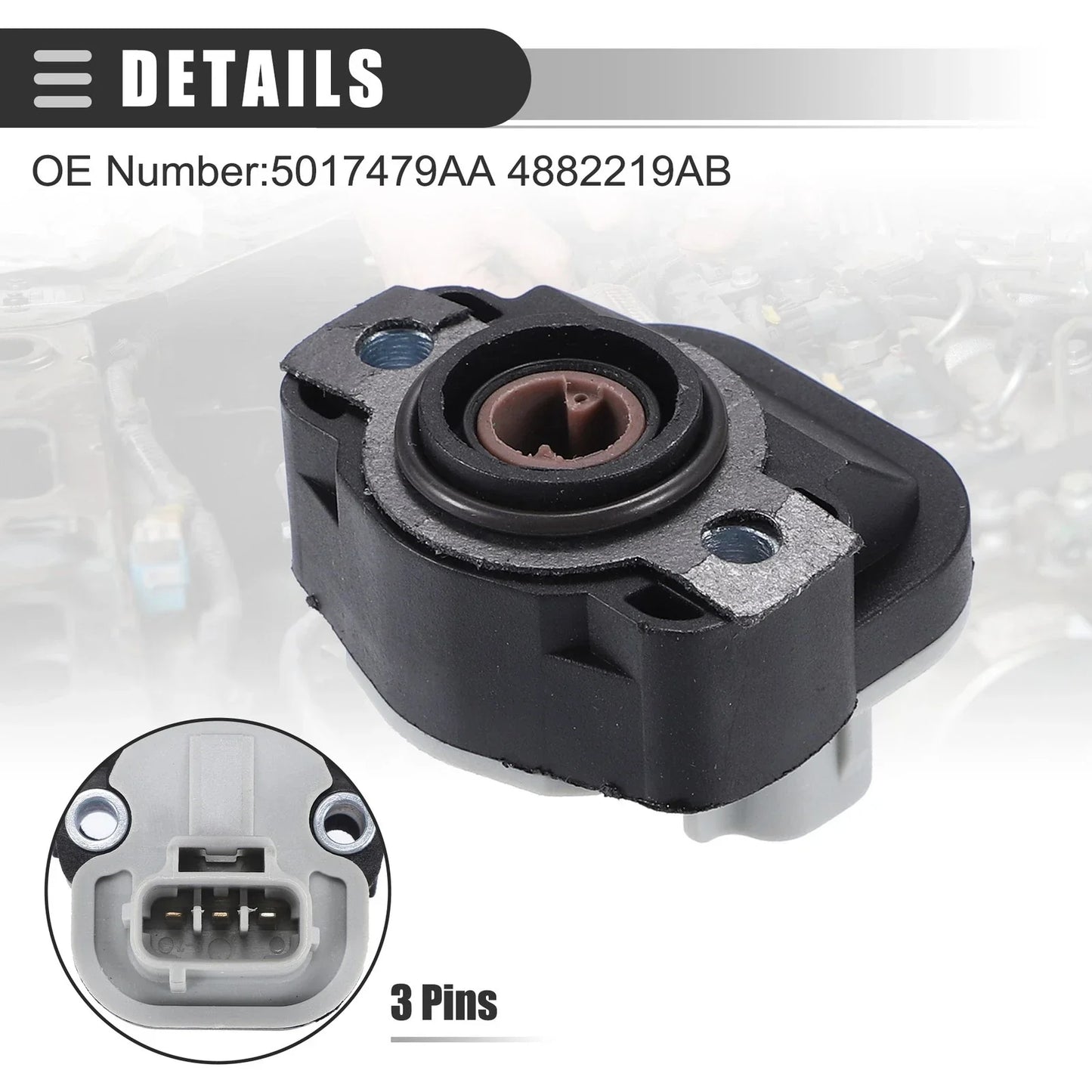 Throttle Position Sensor for Dodge (Plastic, Black)