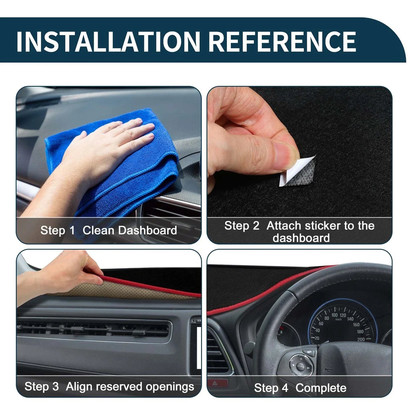 Dashboard Cover Mat for Honda CR-V 2017-2022 Sun Protector Pad Black Red
