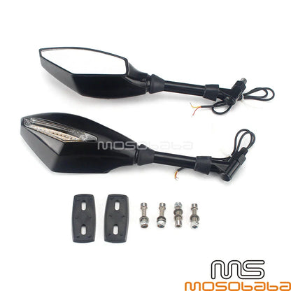 LED Turn Signal Integrated Mirrors for Kawasaki Z1000 Z750 KLX GSXR CBF600 Honda (2003-2023)
