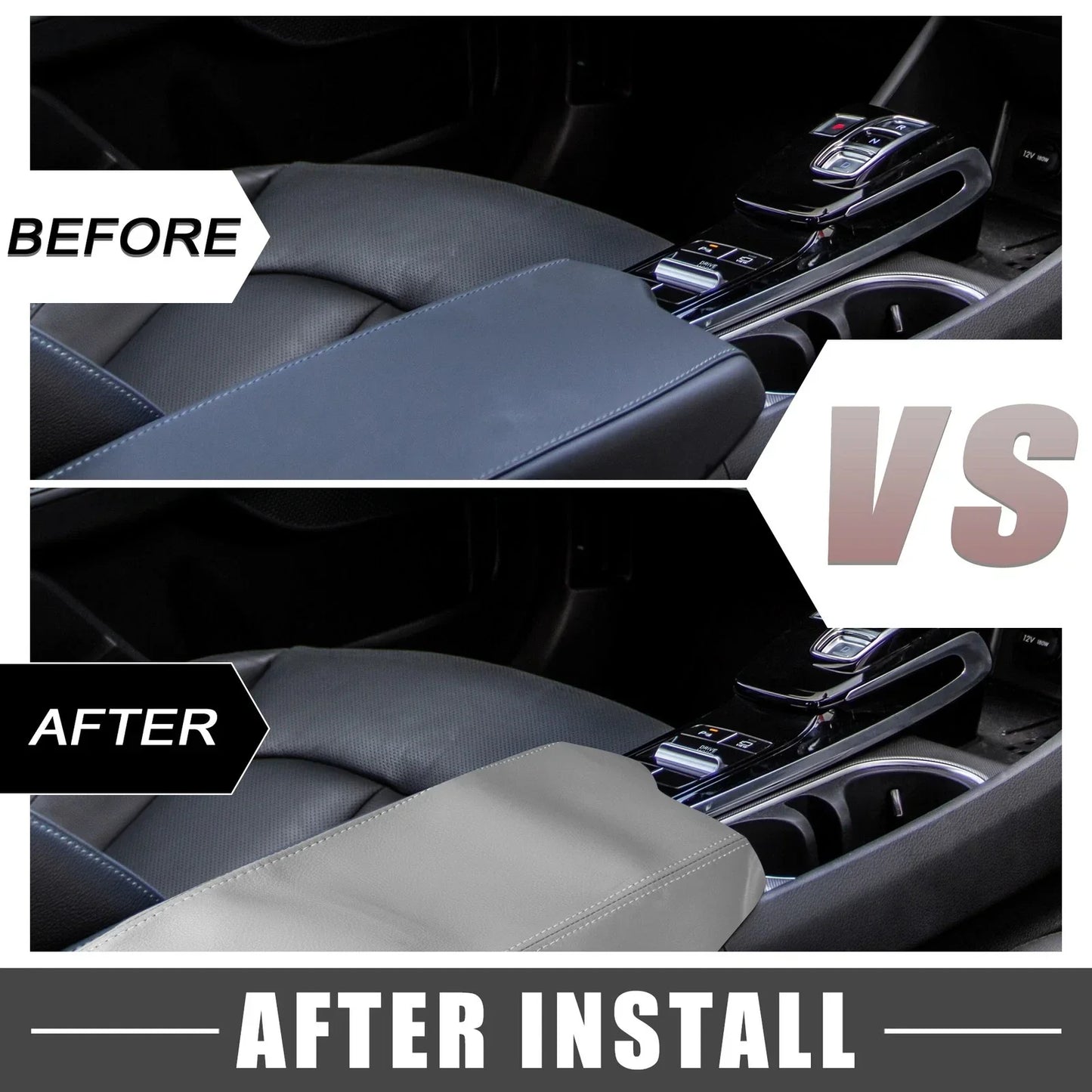 Car Center Console Armrest Cover Trim for Hyundai Sonata (2015-2019) Gray
