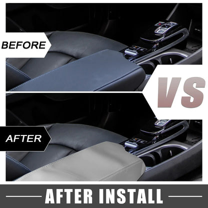 Car Center Console Armrest Cover Trim for Hyundai Sonata (2015-2019) Gray
