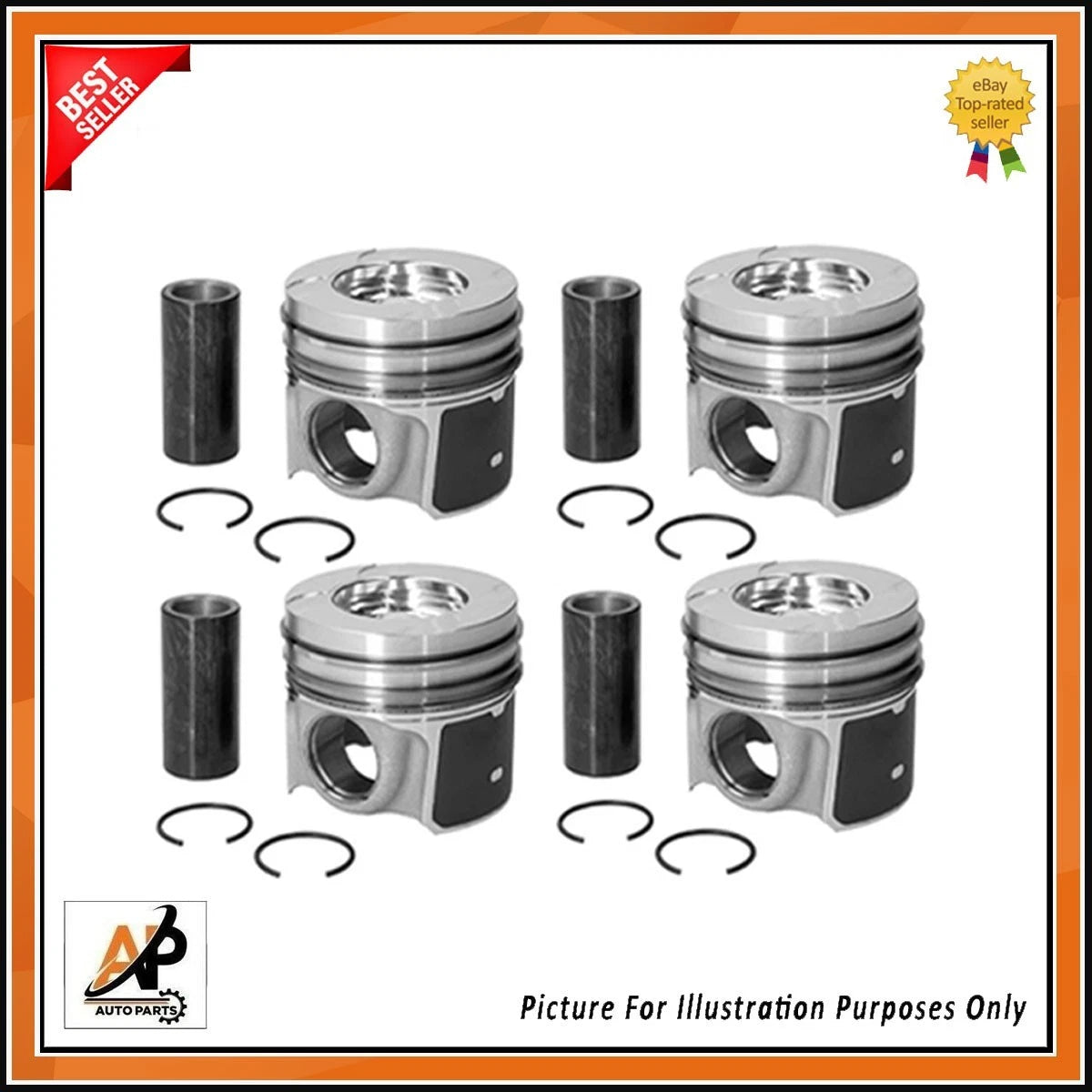 Engine Piston Set Replacement with Connecting Rod for Ford YLF6 2.0 EcoBlue (2018–2020)