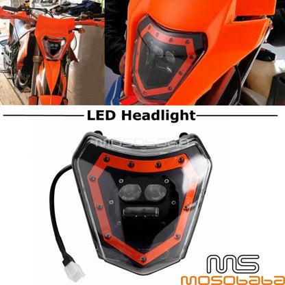 Enduro Off Road LED Headlight Hi/Lo Beam w/DRL for EXC XCW KXF CRF WR
