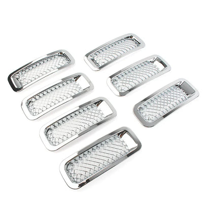 7 x Front Mesh Grille Cover for Jeep Patriot (2011-2017) Chrome ABS