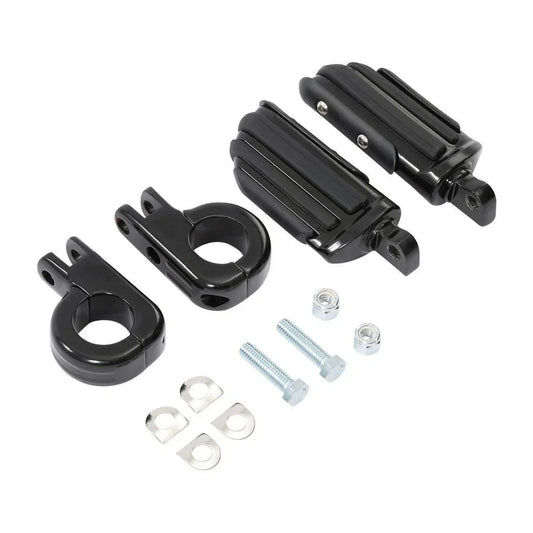 1 1/4" Black Highway Engine Guard Footpeg Mount Clamps for Harley