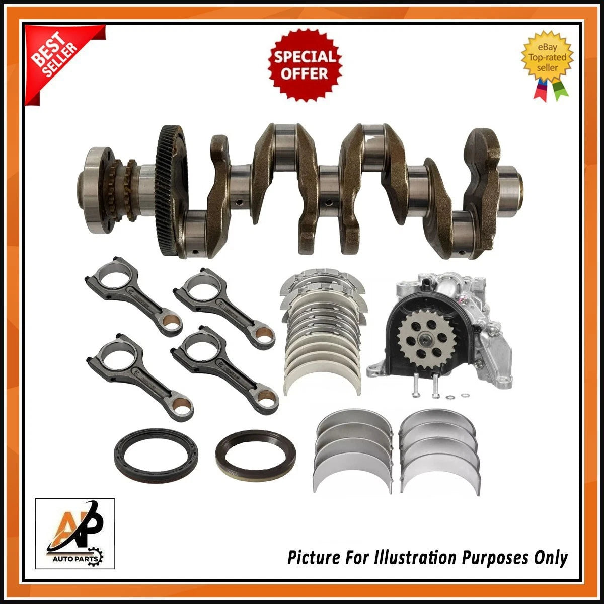 Crankshaft with Gear and Engine Rebuild Kit for BMW 2.0 N47 N47D20 (2010–2018)