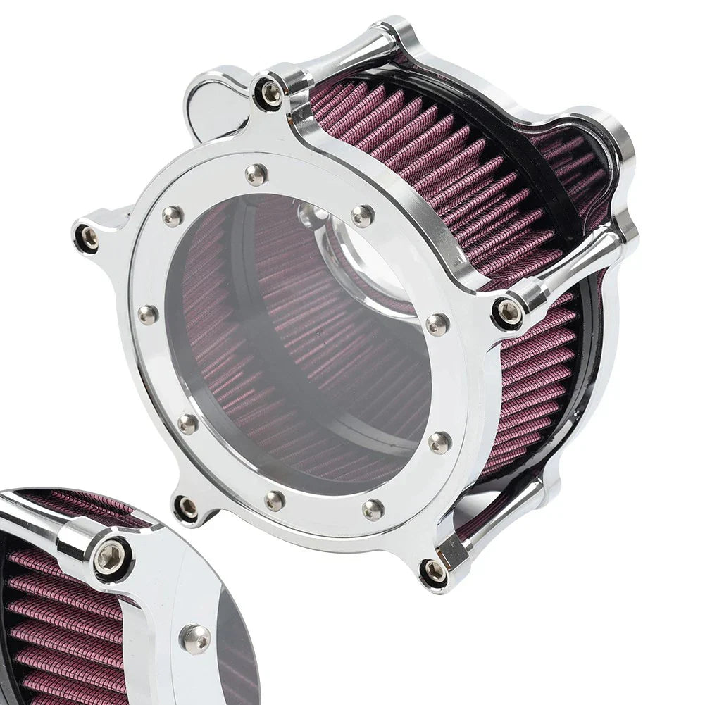 Air Cleaner Intake Filter Chrome Red for Harley Dyna Street Bob Electra Glide (2006-2023)