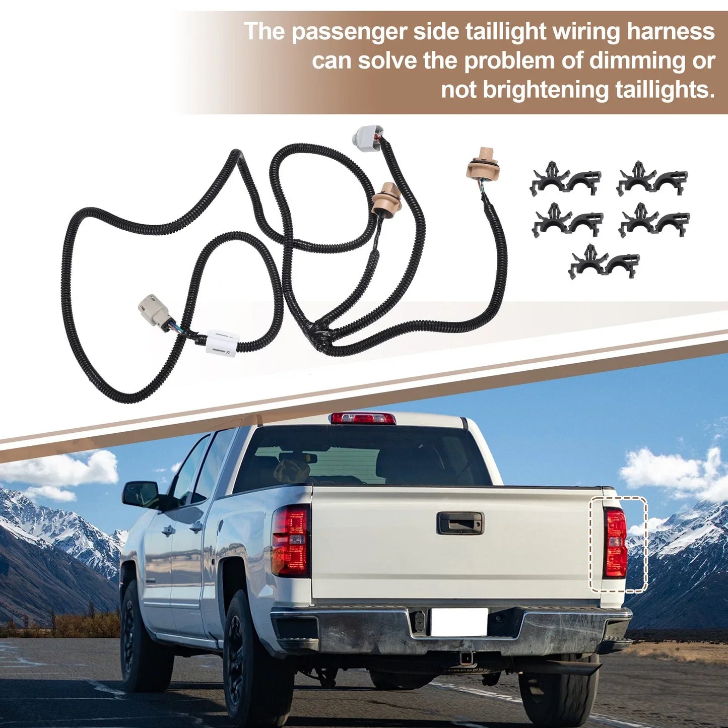 Set Tail Light Wiring Harness for Chevrolet GMC Passenger Side