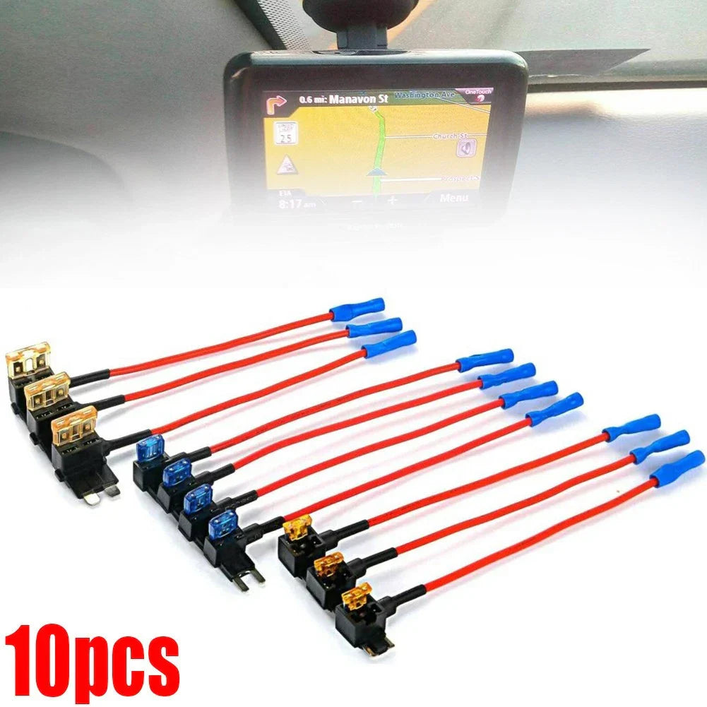 10 x 12V automotive fuse adapter with connector and fuse holder