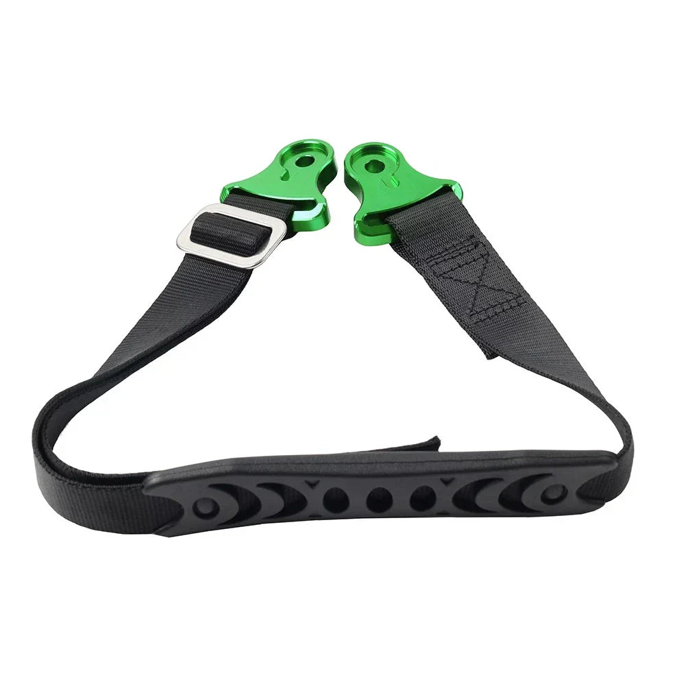 Universal Adjustable Fork Rear Seat Rescue Strap Sling Pull Belt Green