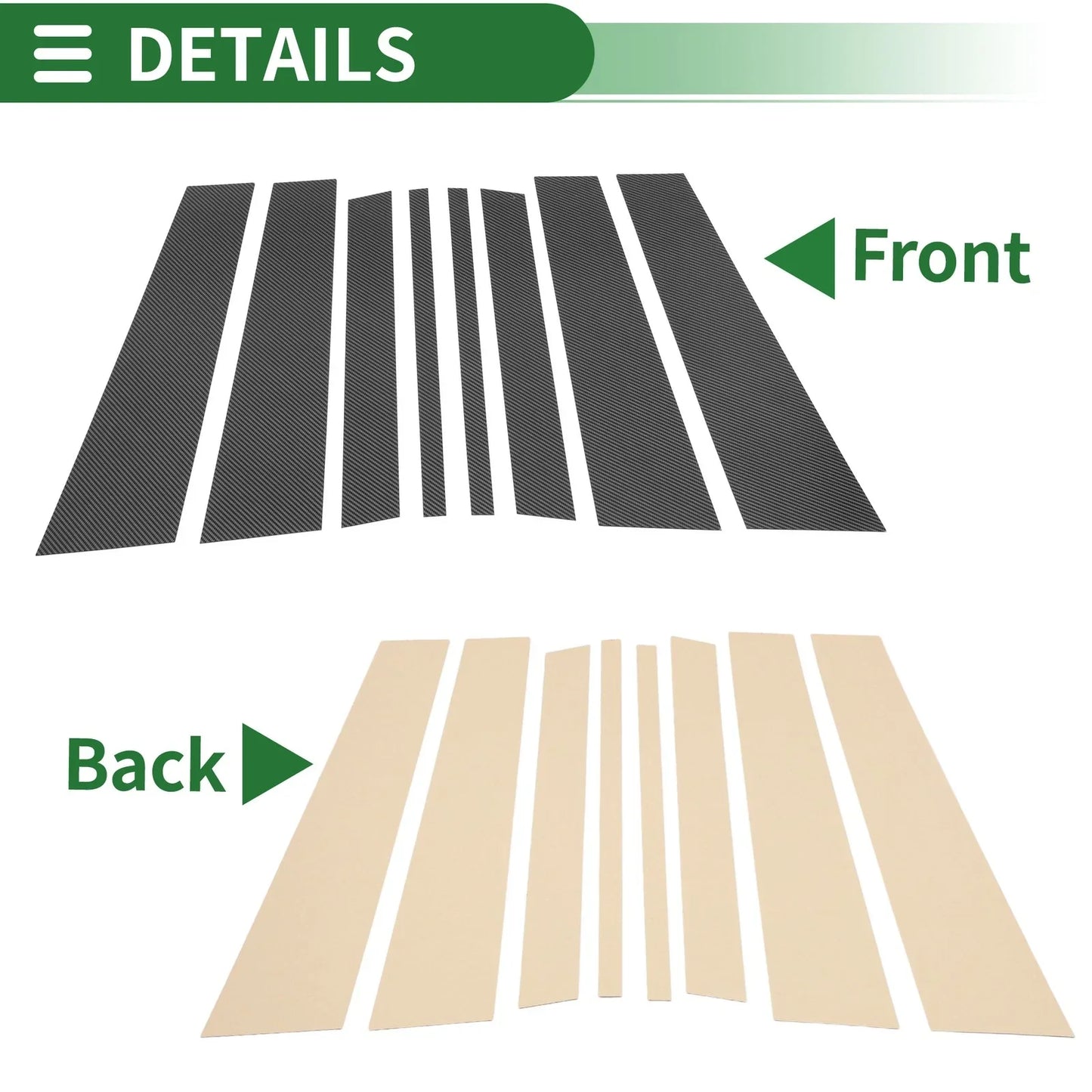 8 Pcs Door Pillar Window Trim for Mercedes GLK 2010-2015 Black Carbon Fiber