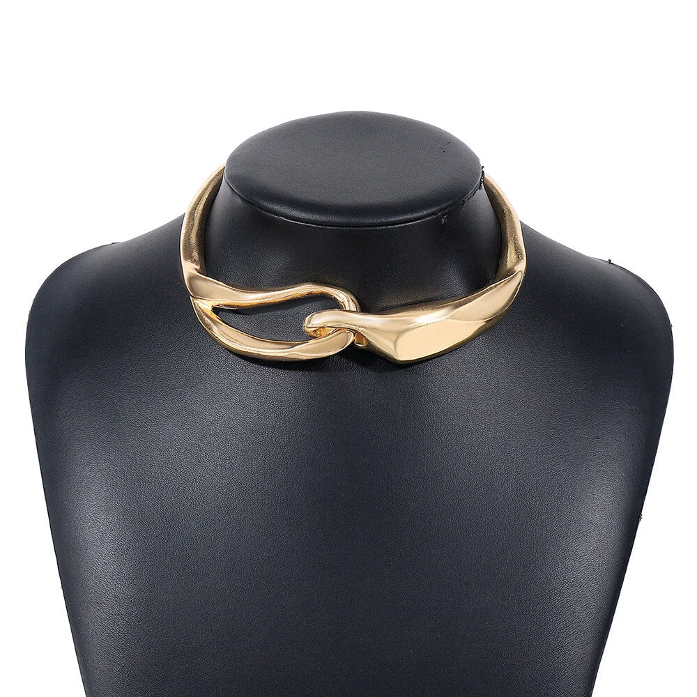 Metal Buckle Collar Choker Necklace for Women & Men