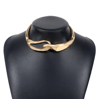 Metal Buckle Collar Choker Necklace for Women & Men