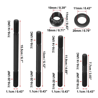 Black Metal Cylinder Head Stud Kit for Chevy BBC 454