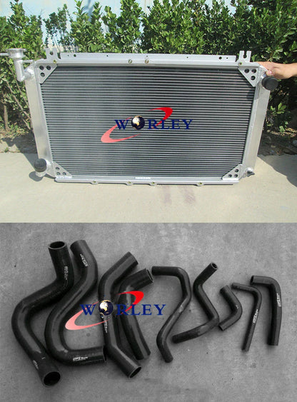 Aluminum Radiator + Blue Hose for Nissan Patrol Y60 GQ 2.8L RD28T (1994-1997)